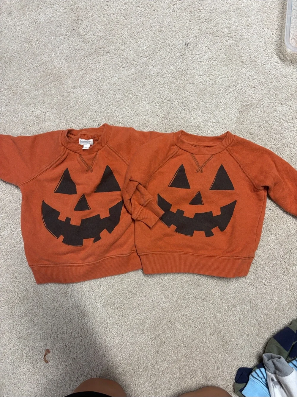 Kids Orange Pumpkin Face Sweatshirt - 2 sizes- 3-6 12-18